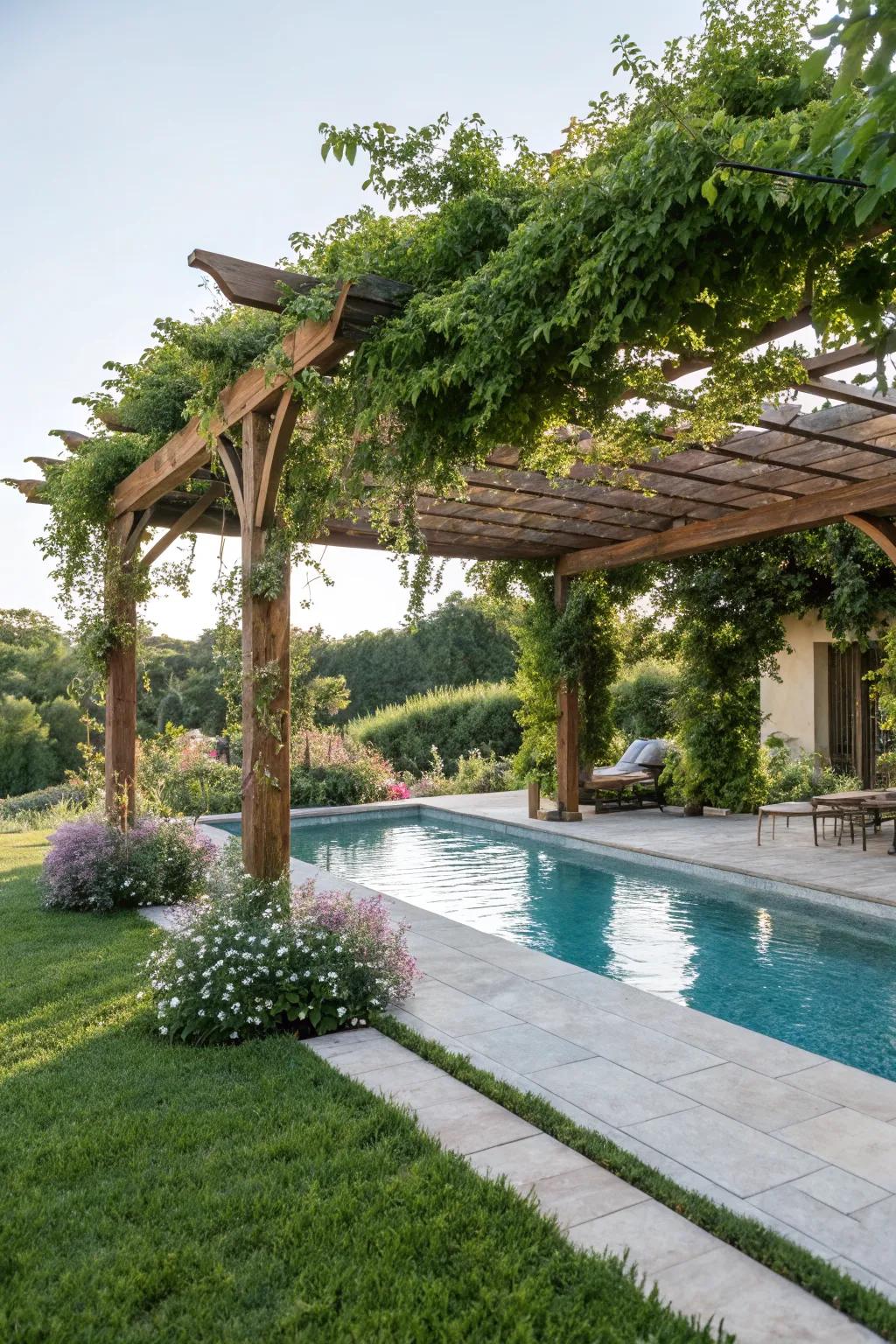 Add elegance and shade with a classic pergola by your pool.