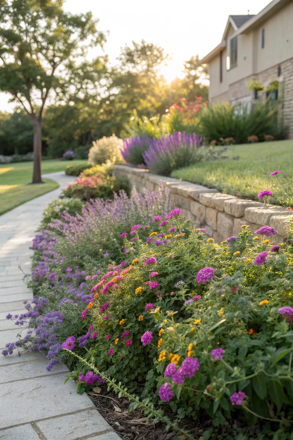 Native Texas Sage and Lantana thriving in a sunlit garden.