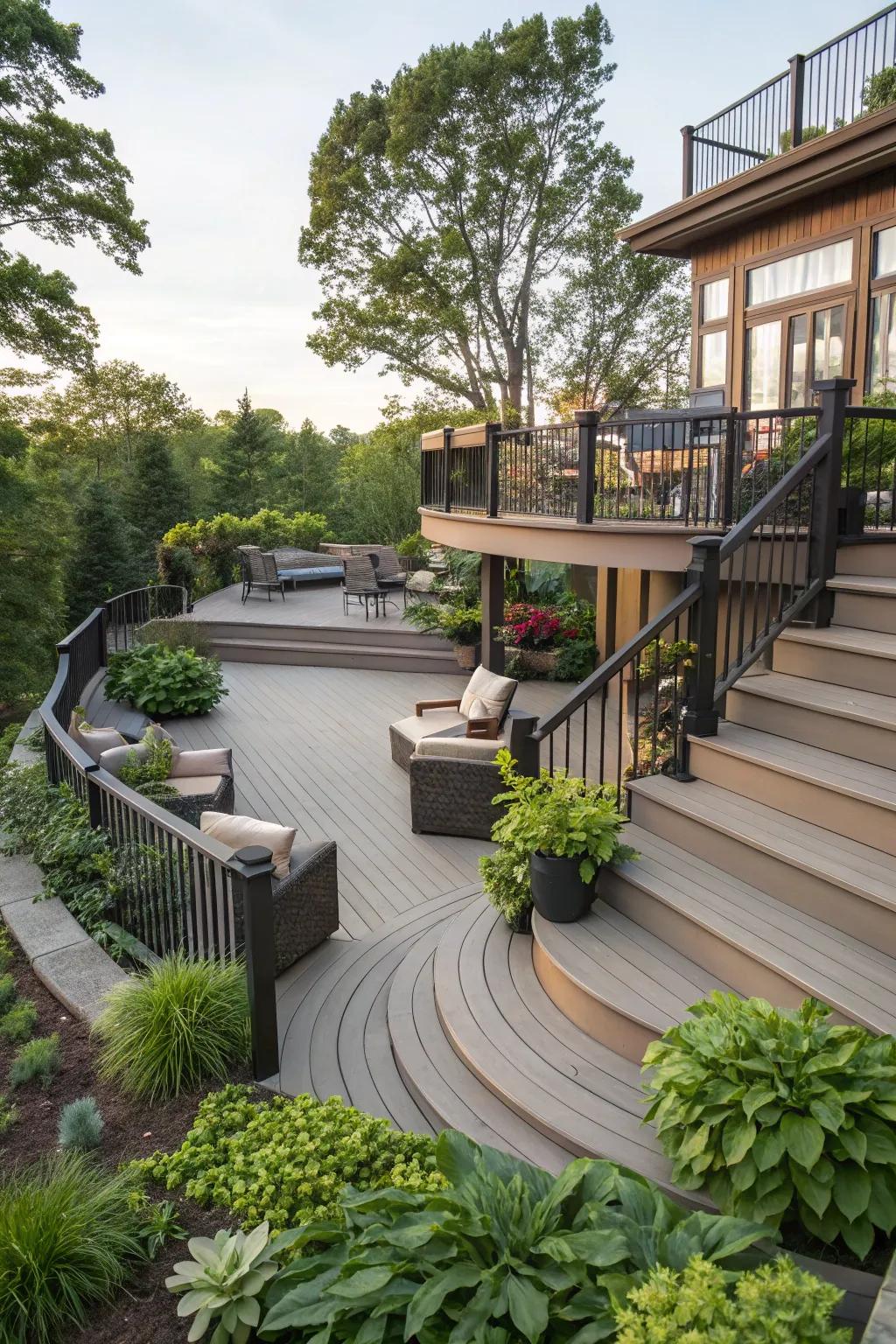 A multi-level deck transforms your backyard into a dynamic and functional space.