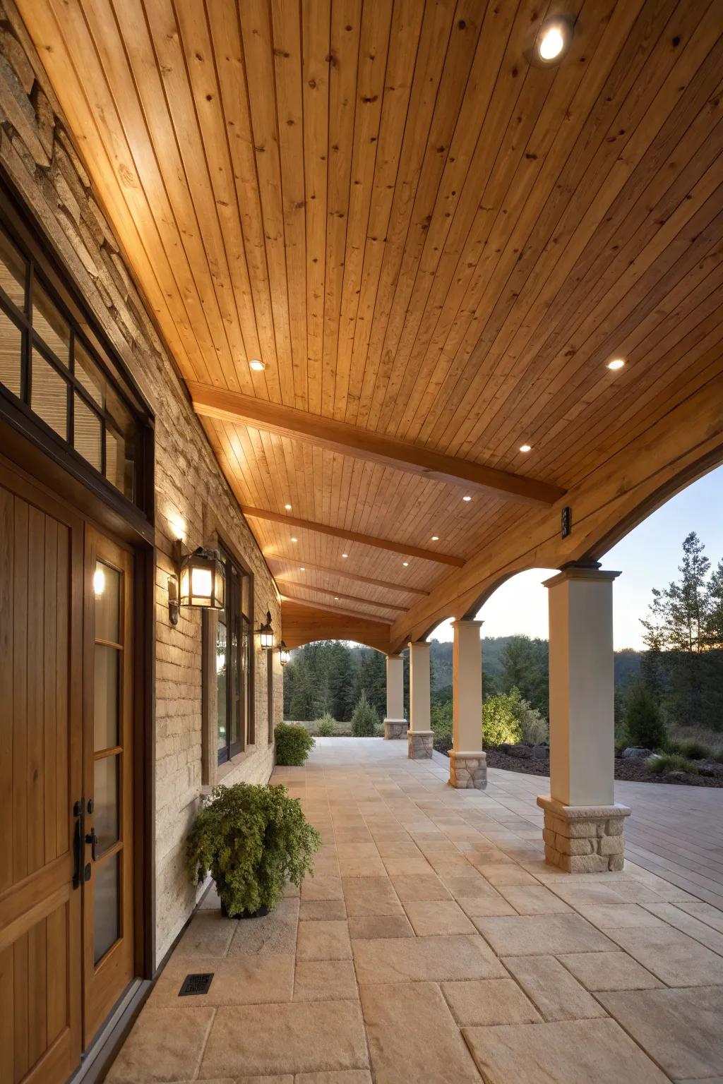 Natural wood finishes add warmth and character to outdoor spaces.