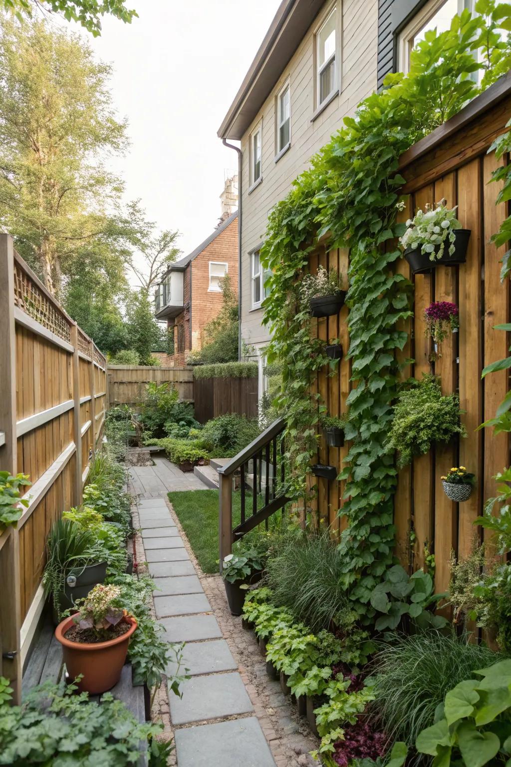 Create a lush oasis by going vertical with your plants.