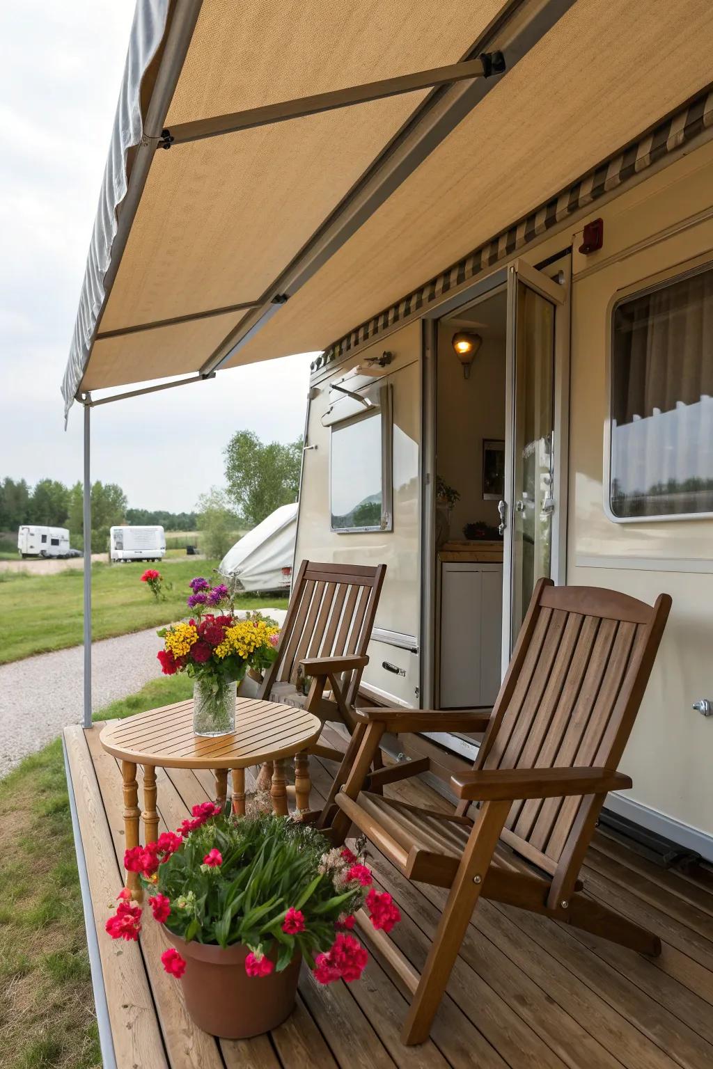 A covered porch provides shade and style.