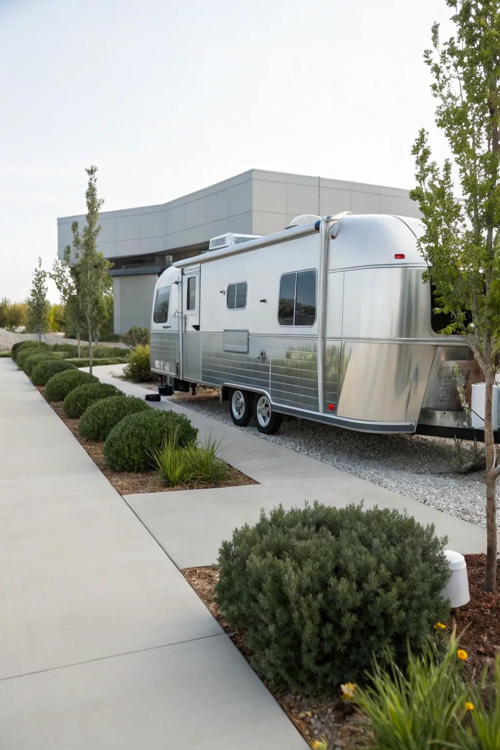 A trailer's sleek modern façade