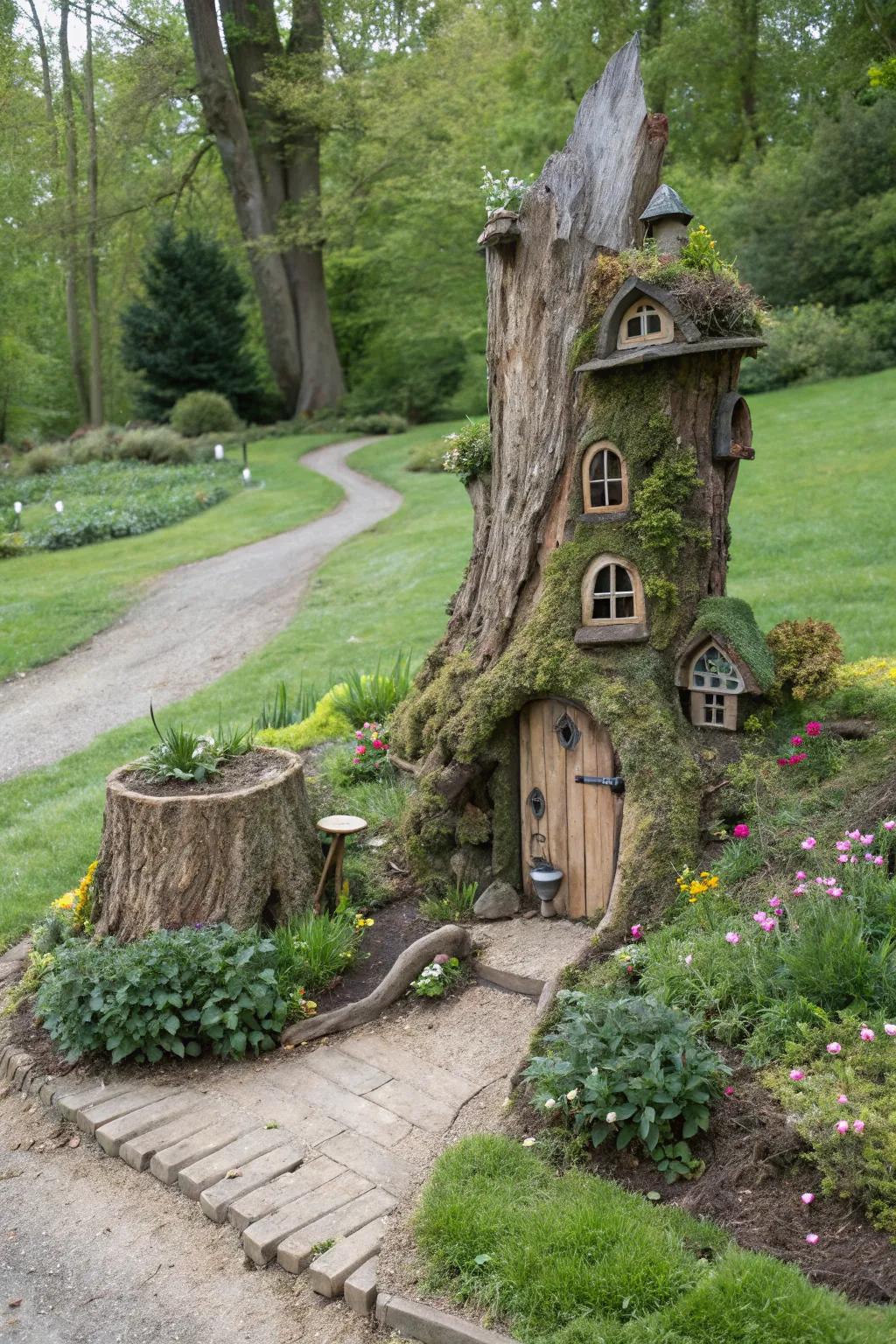 Create a magical fairy house from your tree stump.