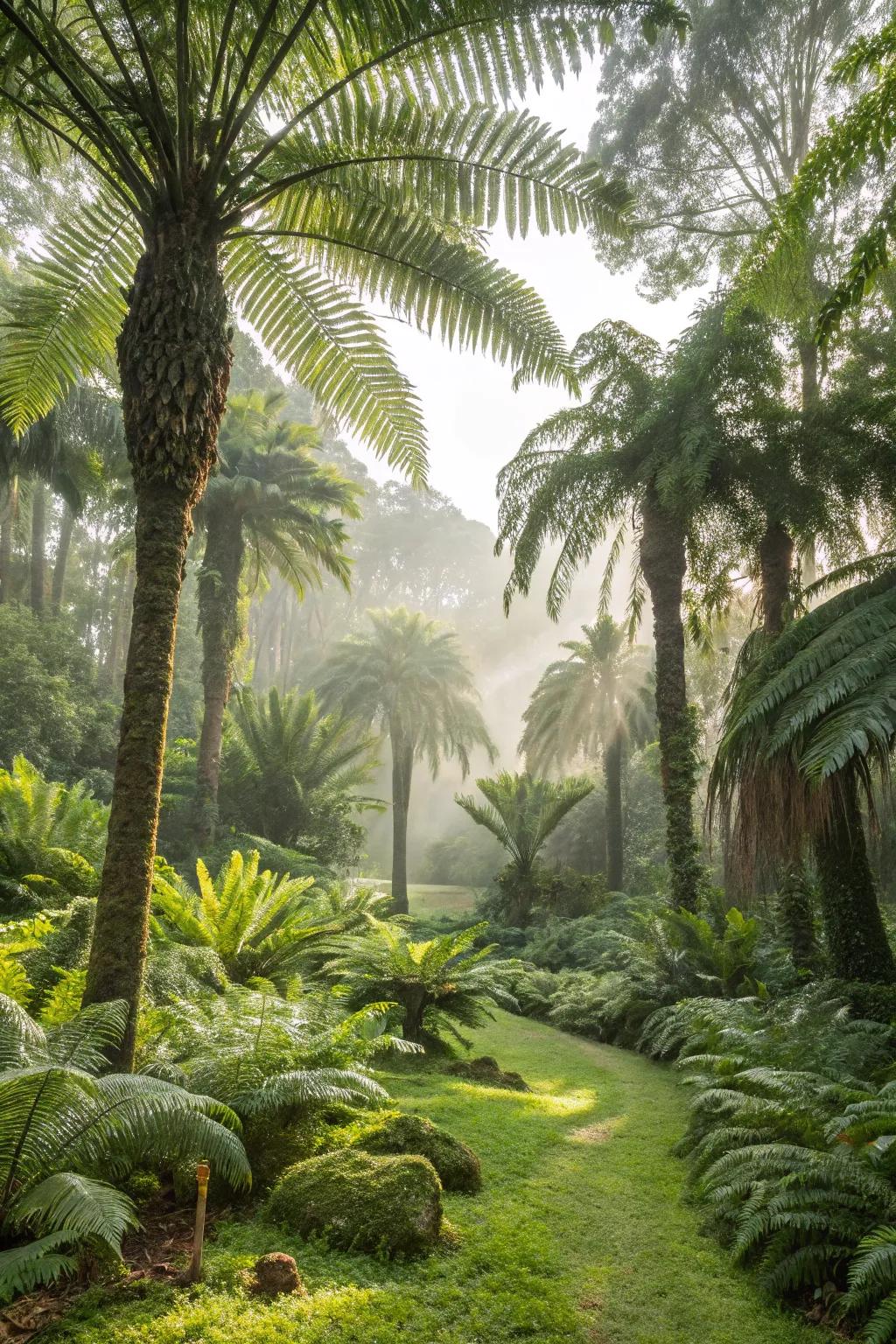 Create a jungle vibe with lush tropical plants.
