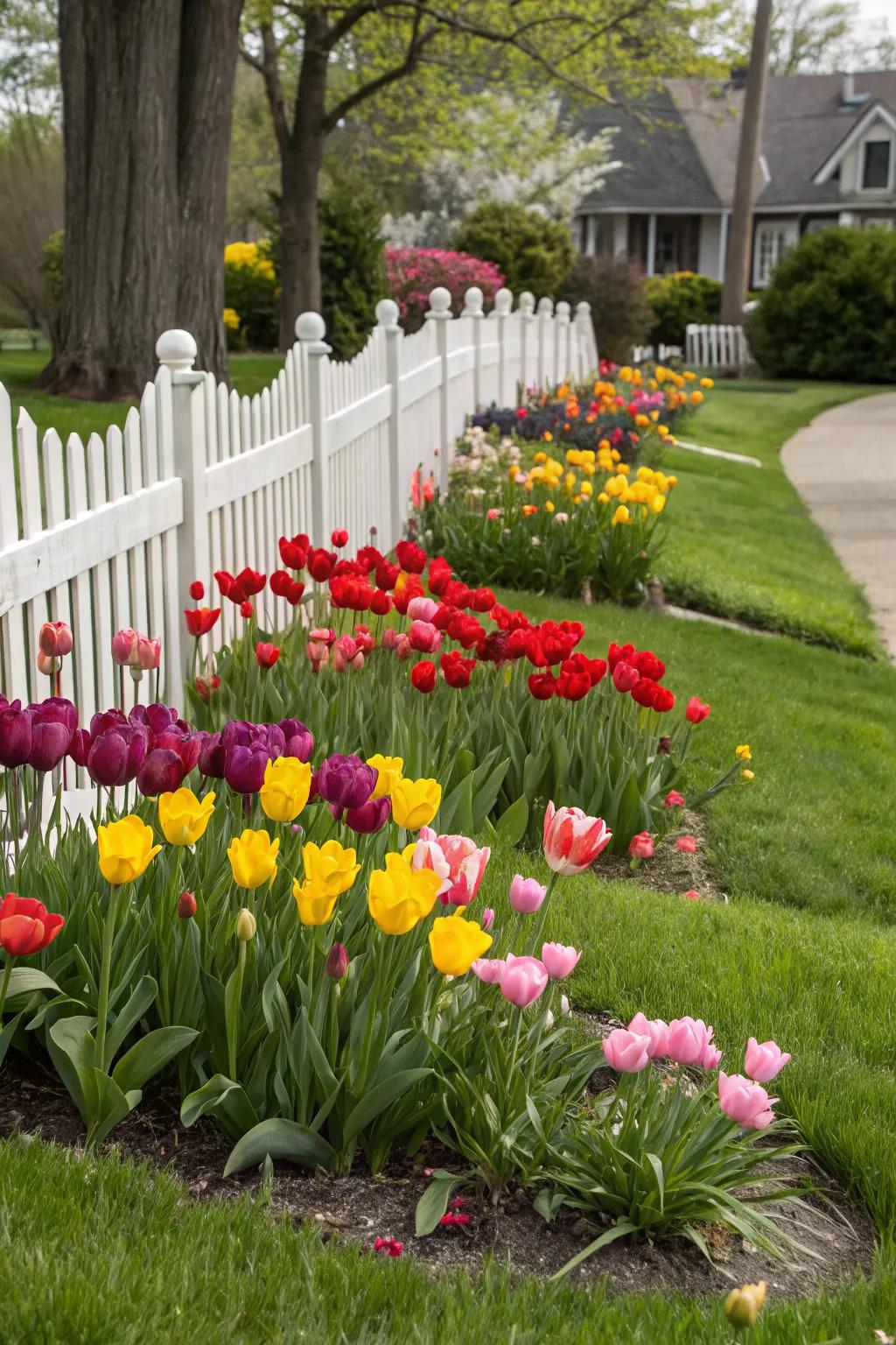 A colorful tulip arrangement that brightens up any garden space.