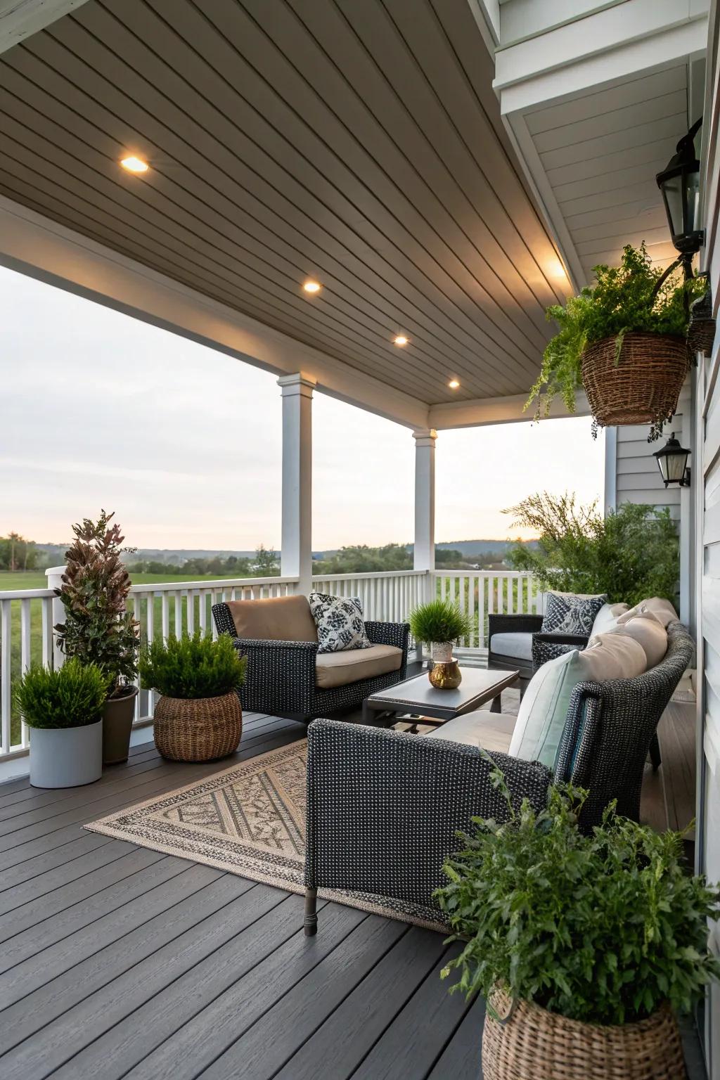 Vinyl panels offer a sleek and modern aesthetic for under-deck spaces.
