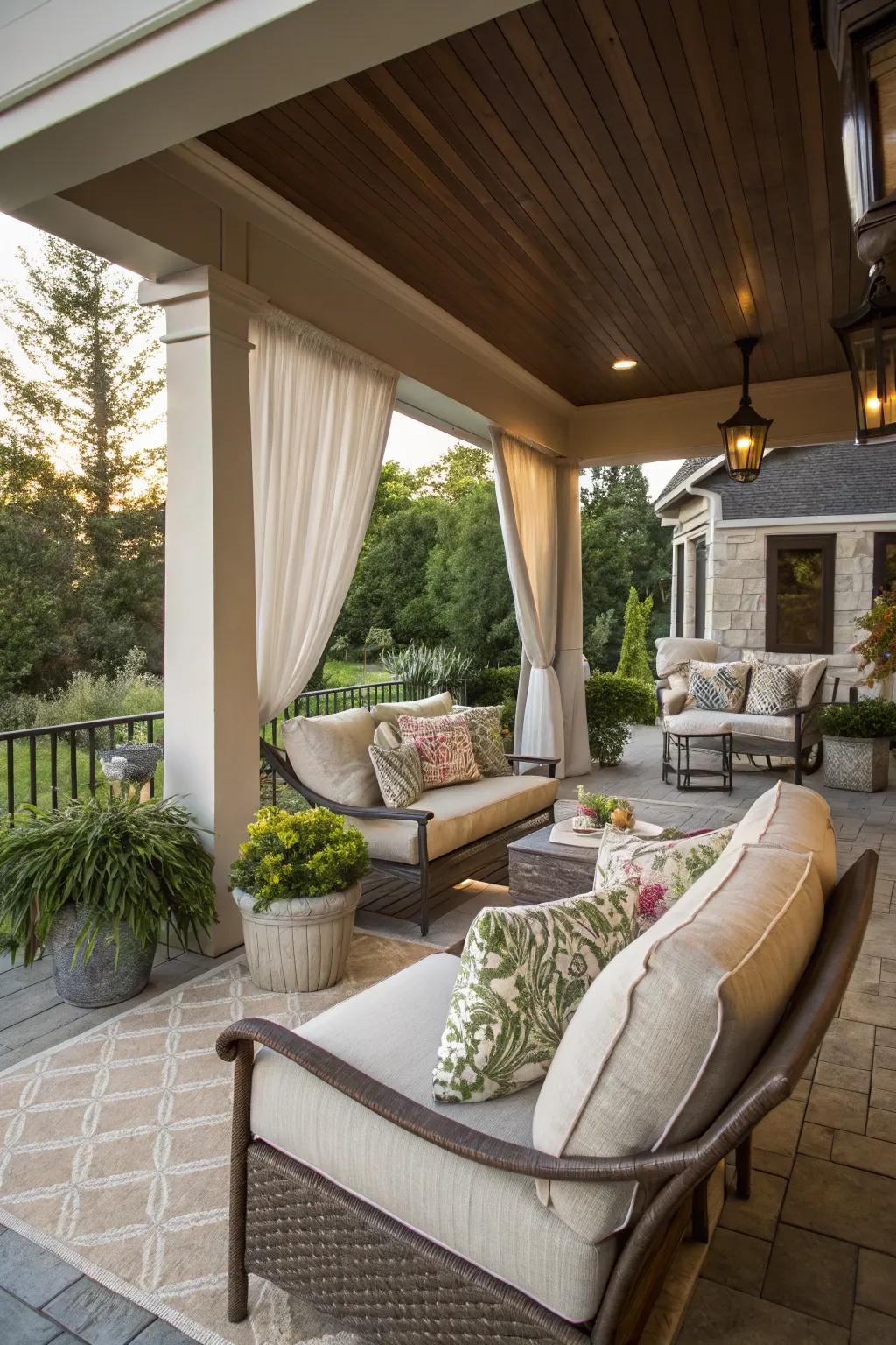 A cozy outdoor living room perfect for relaxation.