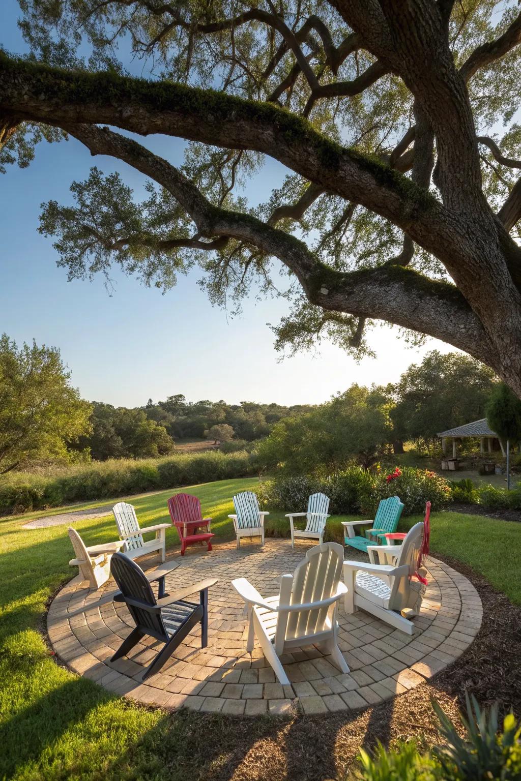 Circular seating creates an inviting atmosphere for gatherings.