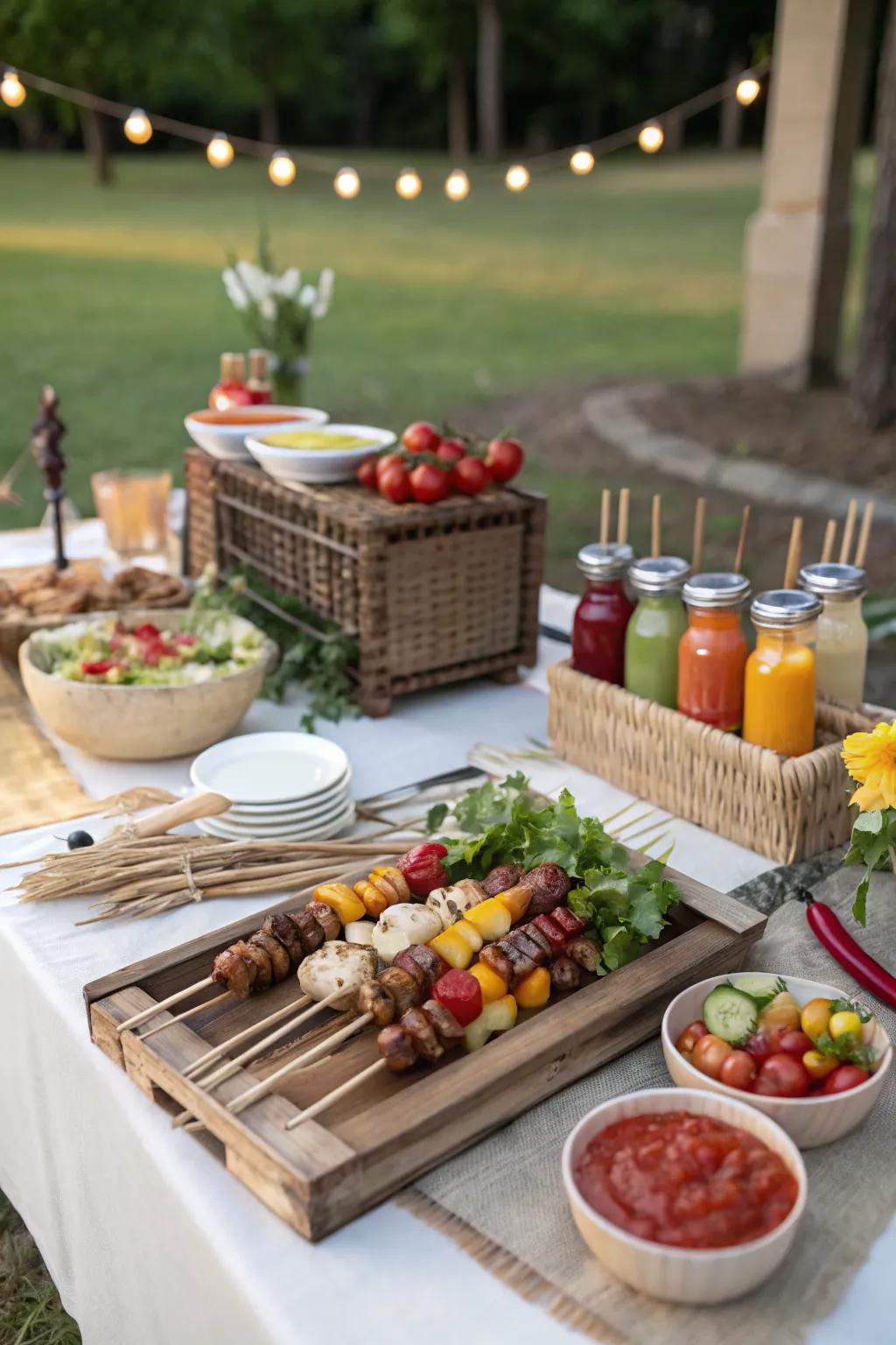 A DIY skewer station brings fun and flair to any BBQ.