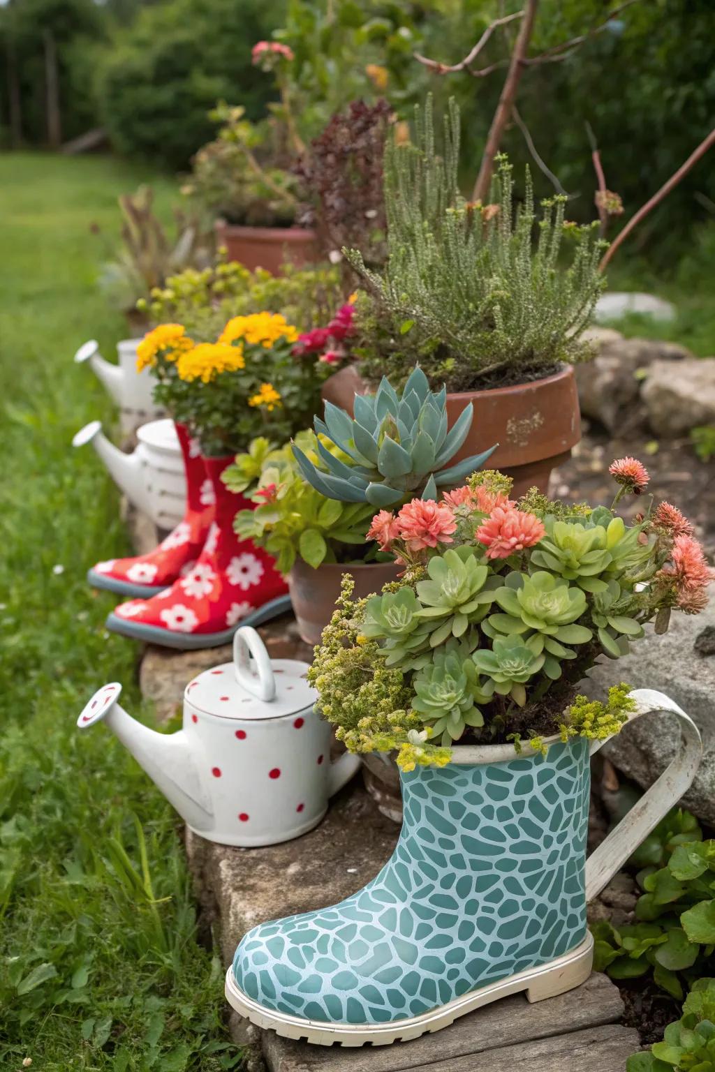 Creative planters add a splash of personality to any garden.
