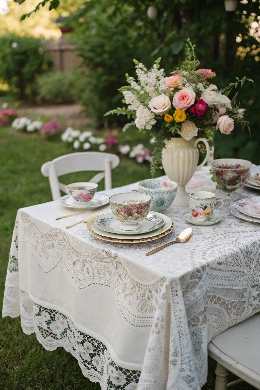 A beautifully set table that transports guests to a bygone era.