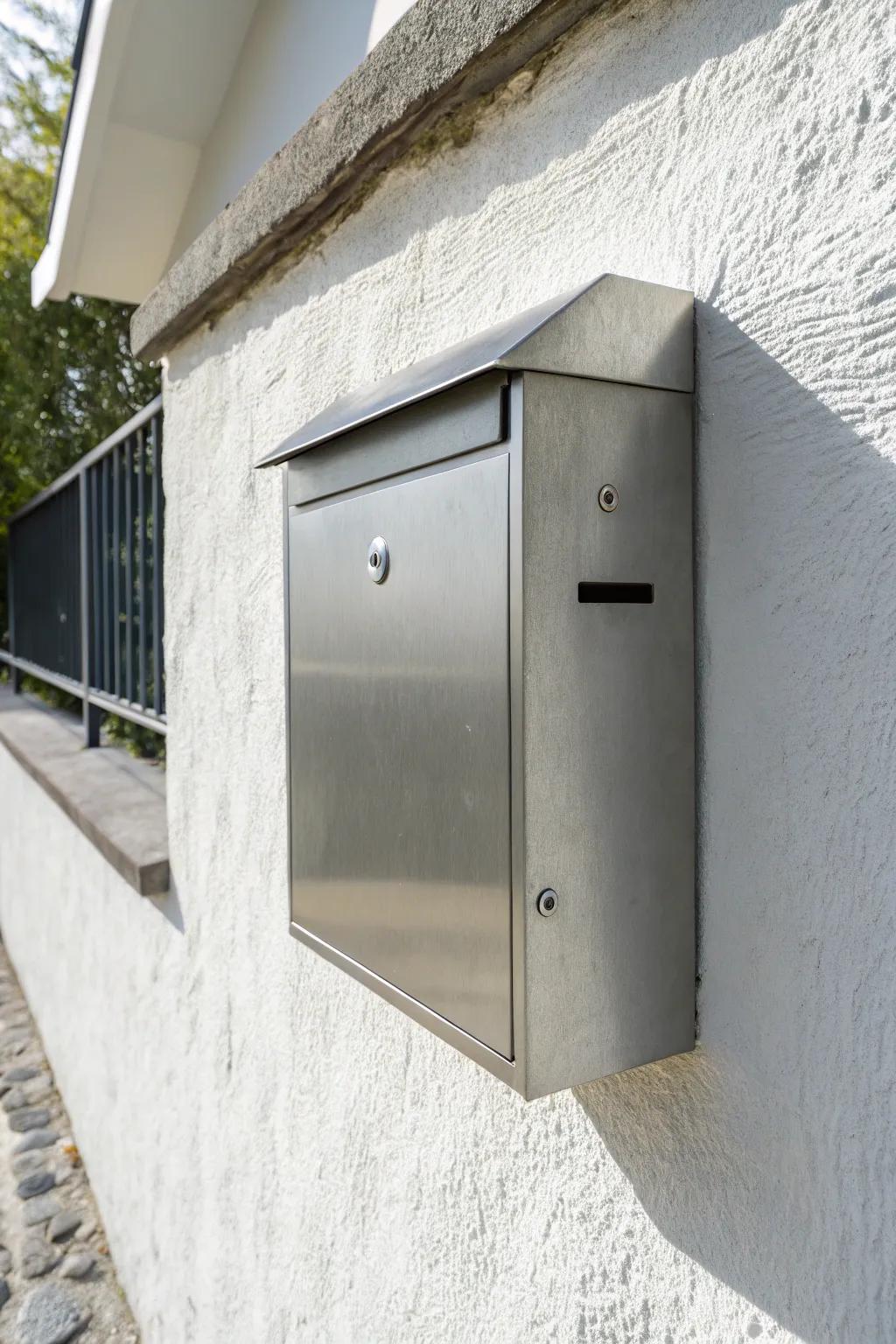 A minimalist metal mailbox that adds a touch of modern elegance.