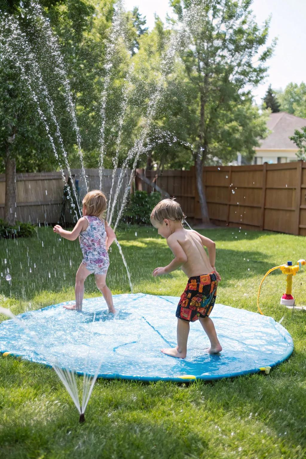 A mini splash pad offers endless fun and laughter for toddlers.