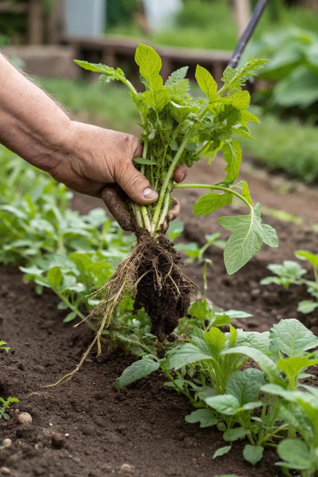 Hand-pulling weeds ensures they don't return, keeping your garden pristine.
