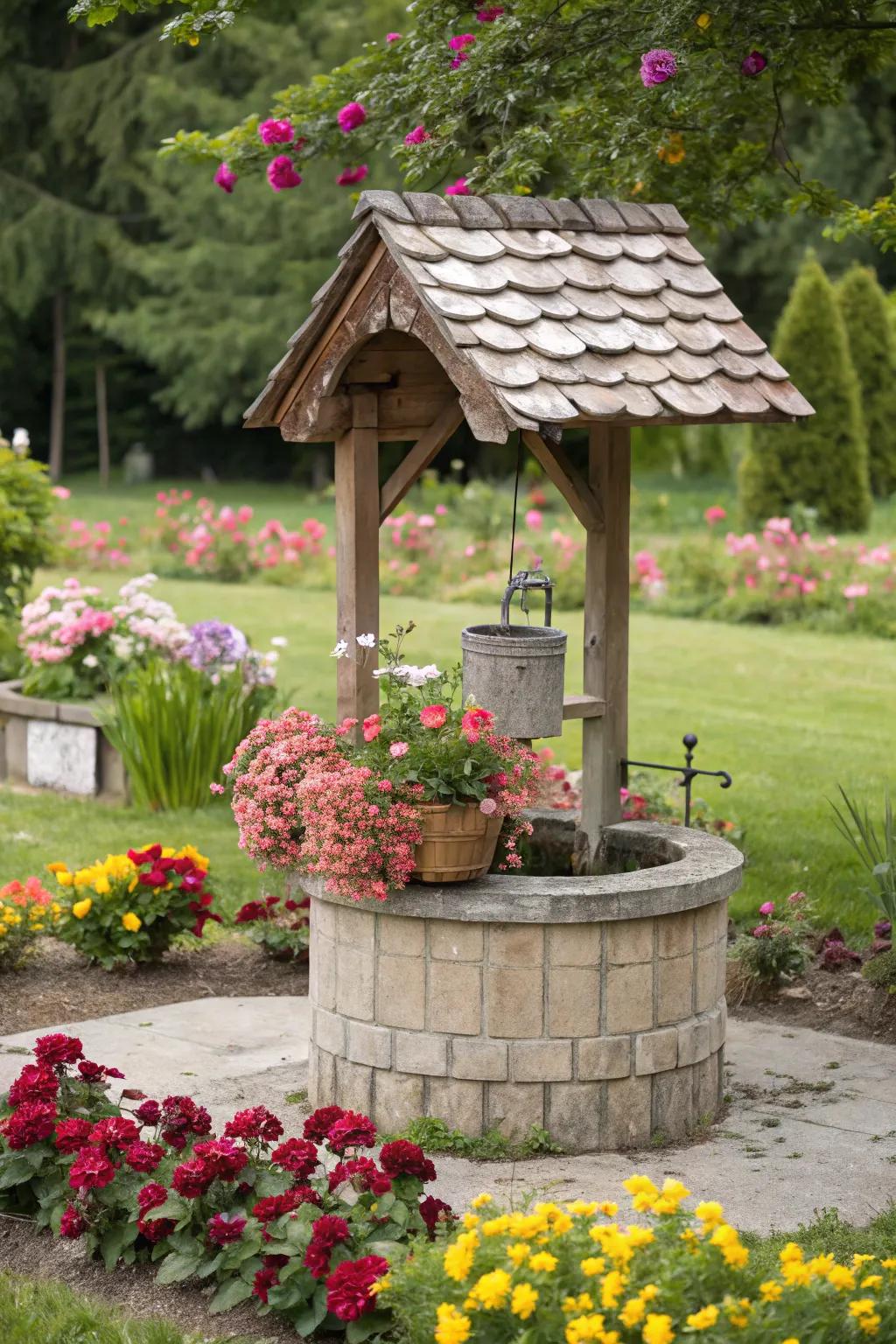 A faux wishing well can be a delightful addition to your garden, adding charm and character.