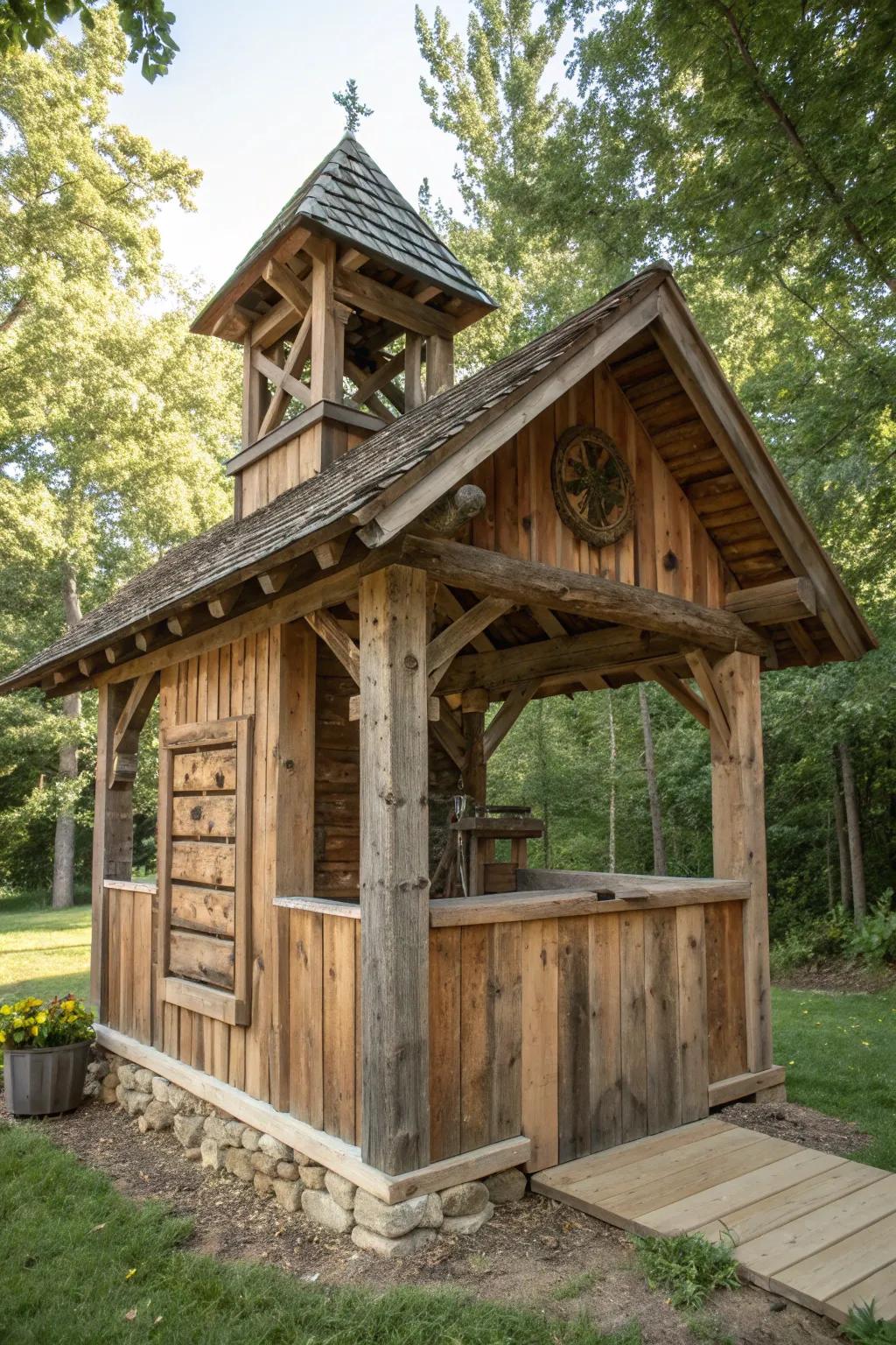 Transform your outdoors with a rustic wooden retreat that celebrates craftsmanship and nature.