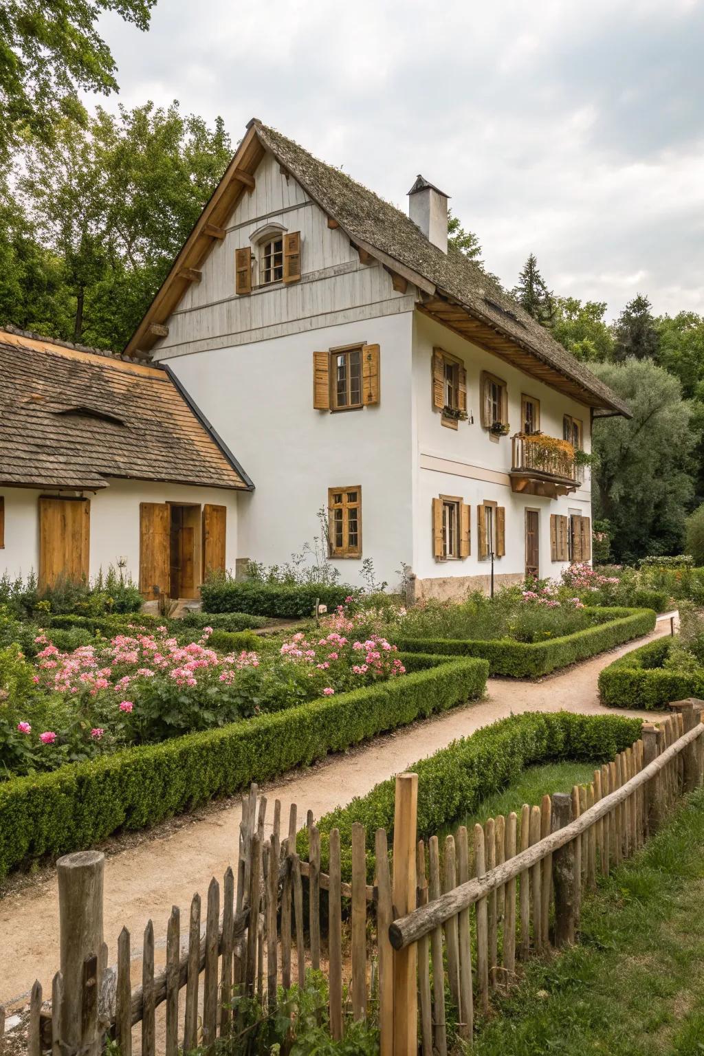 Warm white paint gives this farmhouse a welcoming and timeless appeal.