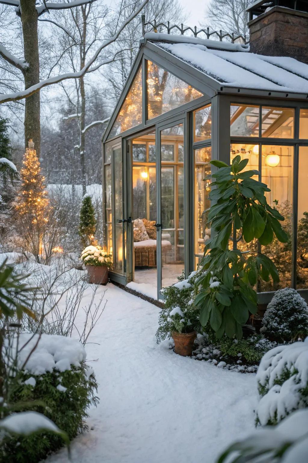 Stay warm while surrounded by winter's wonder in a glass enclosure.