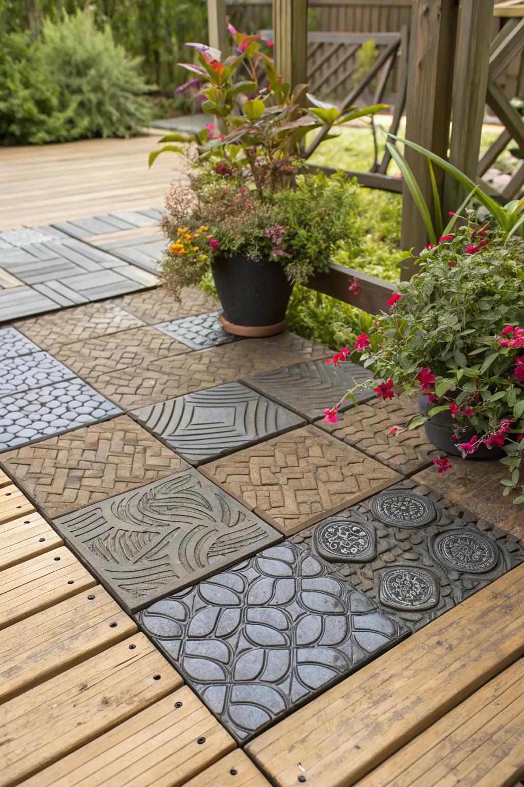 Interlocking deck tiles offer a quick deck makeover.