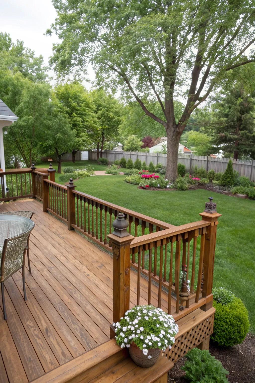 Classic wooden balusters offer a timeless appeal to any deck.