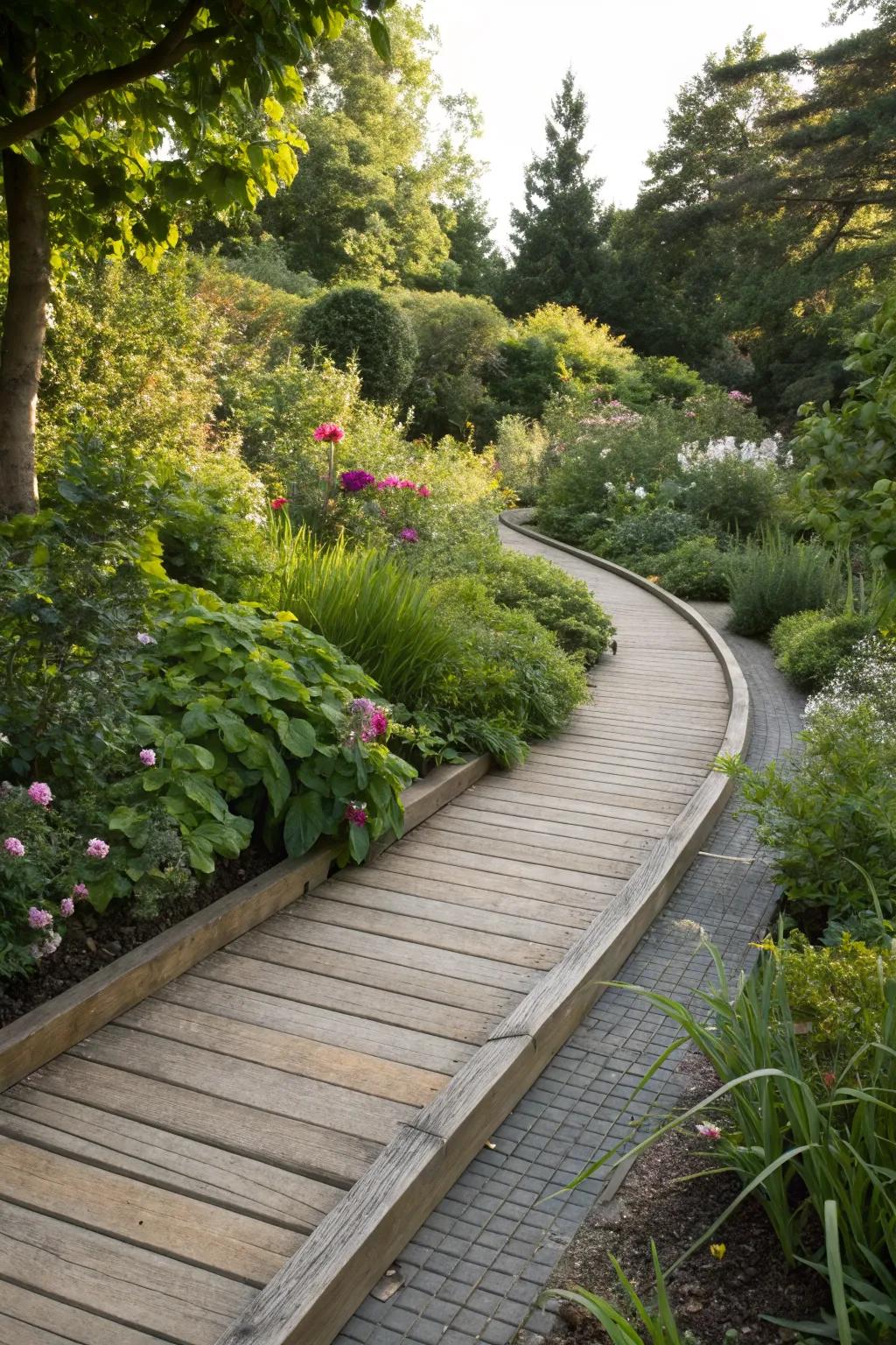 Classic wooden planks create a clean, organized look in any garden.