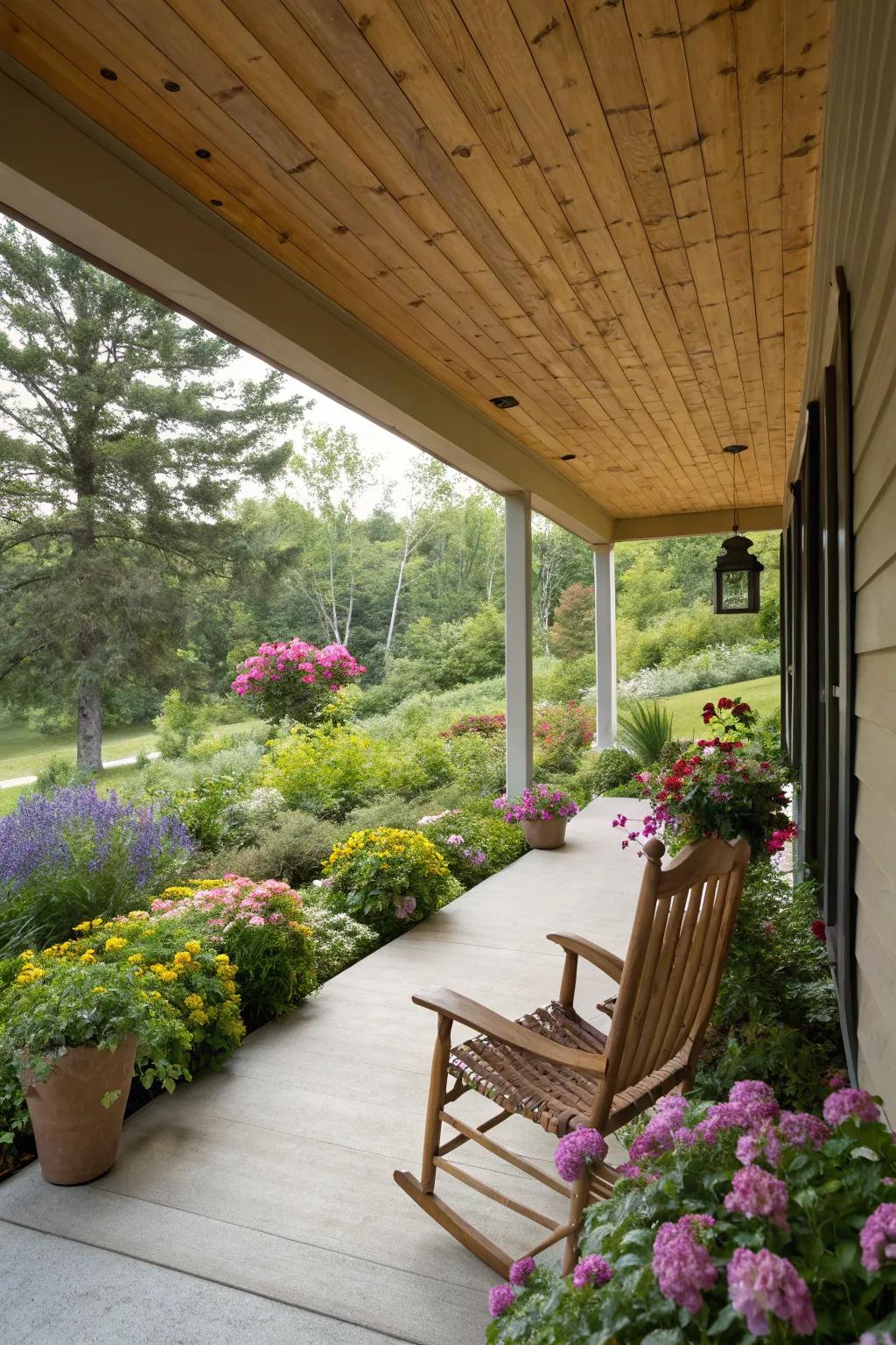 Natural cedar wood ceiling adds warmth and elegance.