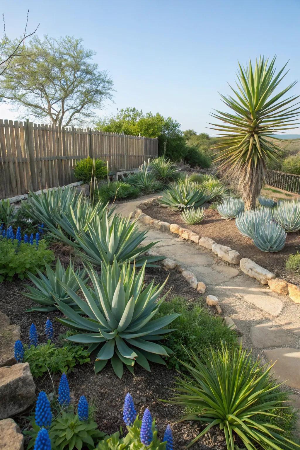 Succulents like agave and yucca bring texture and resilience to your garden.