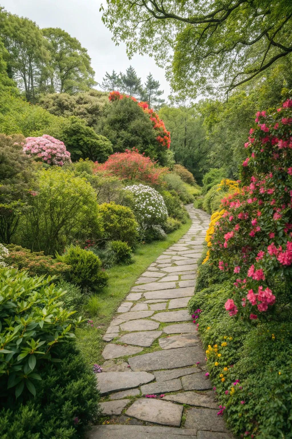 Stone pathways add charm and accessibility to any garden.