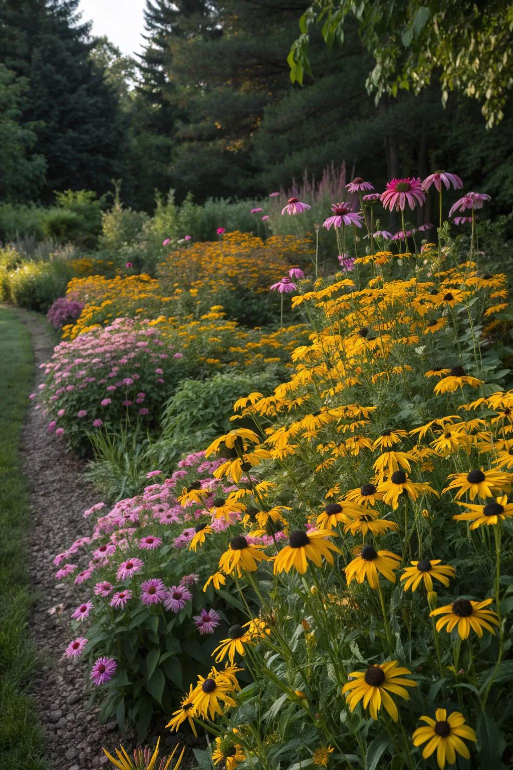 Perennial favorites like Black Eyed Susans make for a low-maintenance, colorful garden.