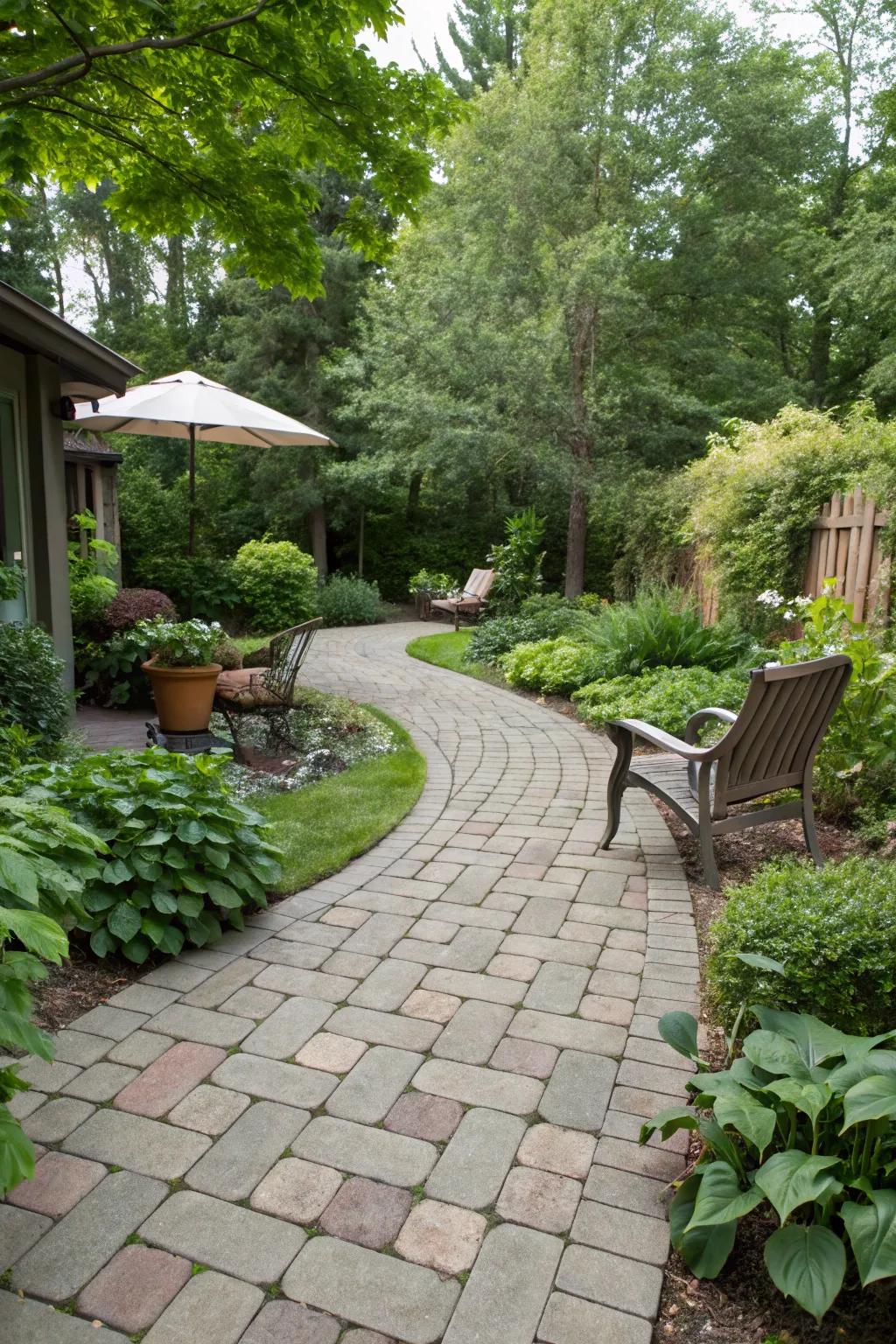 Garden paths creating a seamless transition.