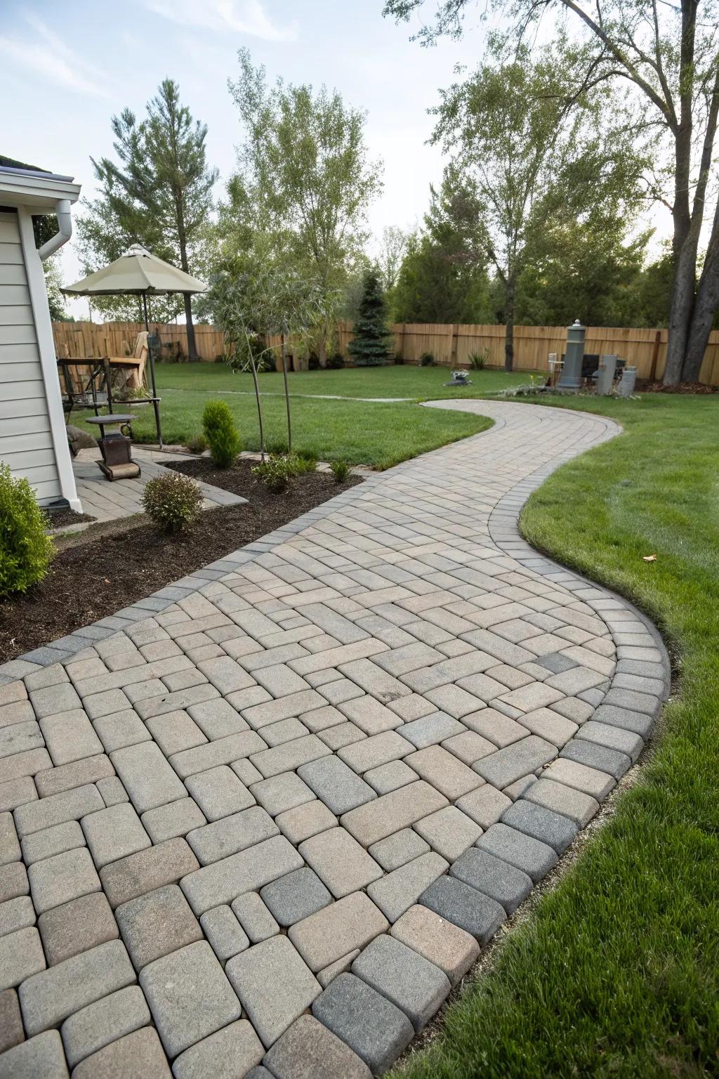 A staggered layout adds movement and interest to your patio.