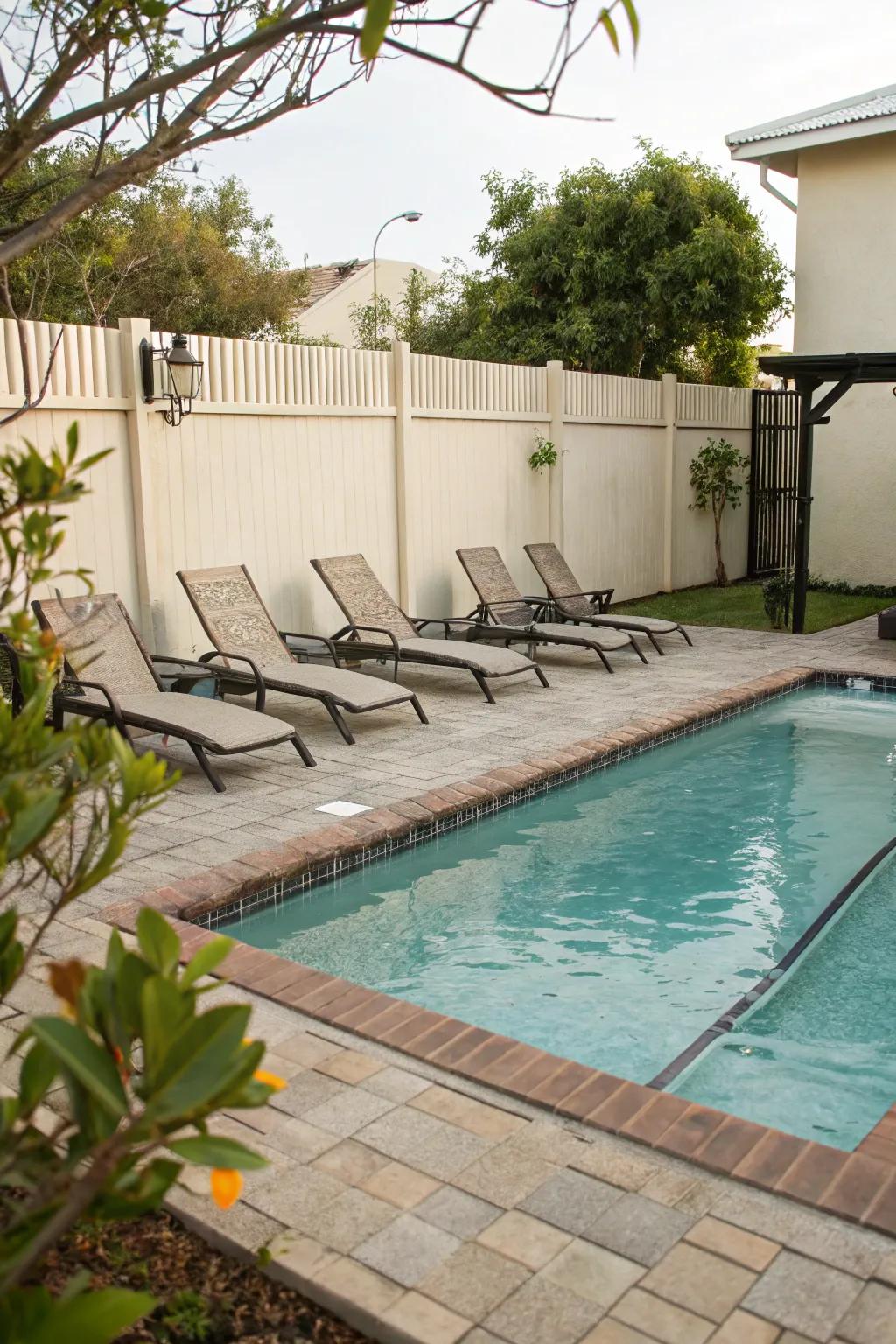 A small pool or hot tub offers a perfect spot for relaxation and enjoyment.