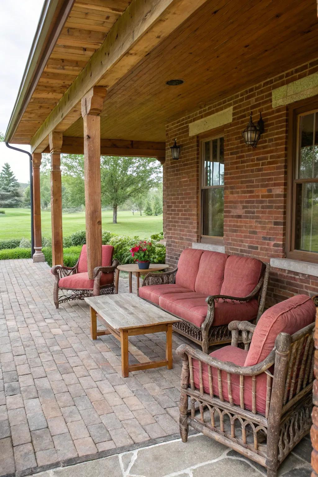 Brick facing adds classic charm and traditional appeal.