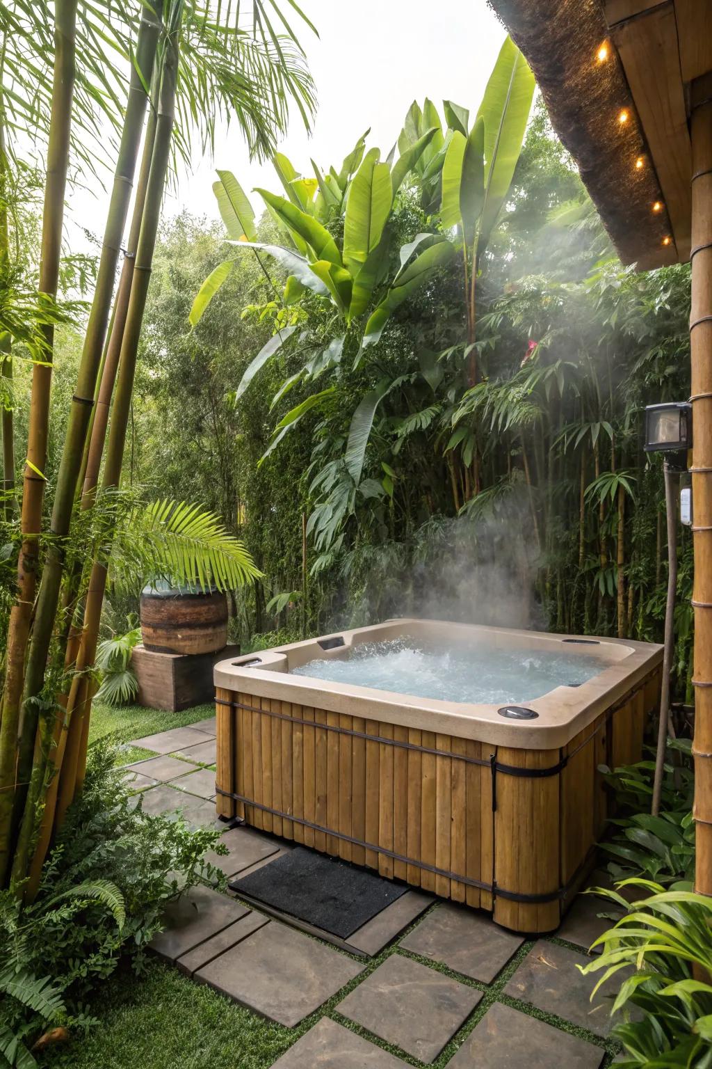 Escape to a tropical paradise with lush greenery.
