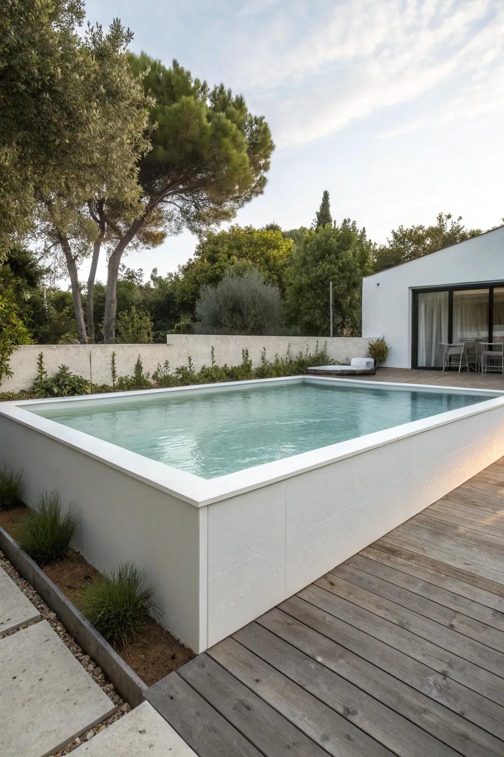 Minimalist borders let your pool shine as the main attraction.
