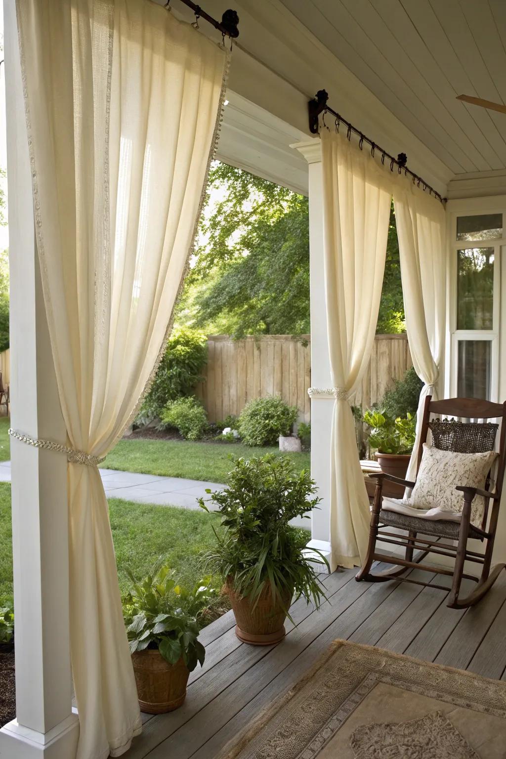 Curtains add privacy and style to your porch.