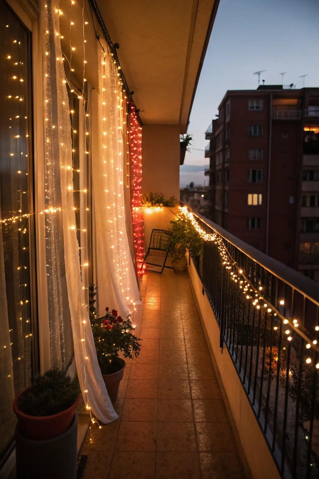 A curtain of lights creates a dramatic and sparkling backdrop.