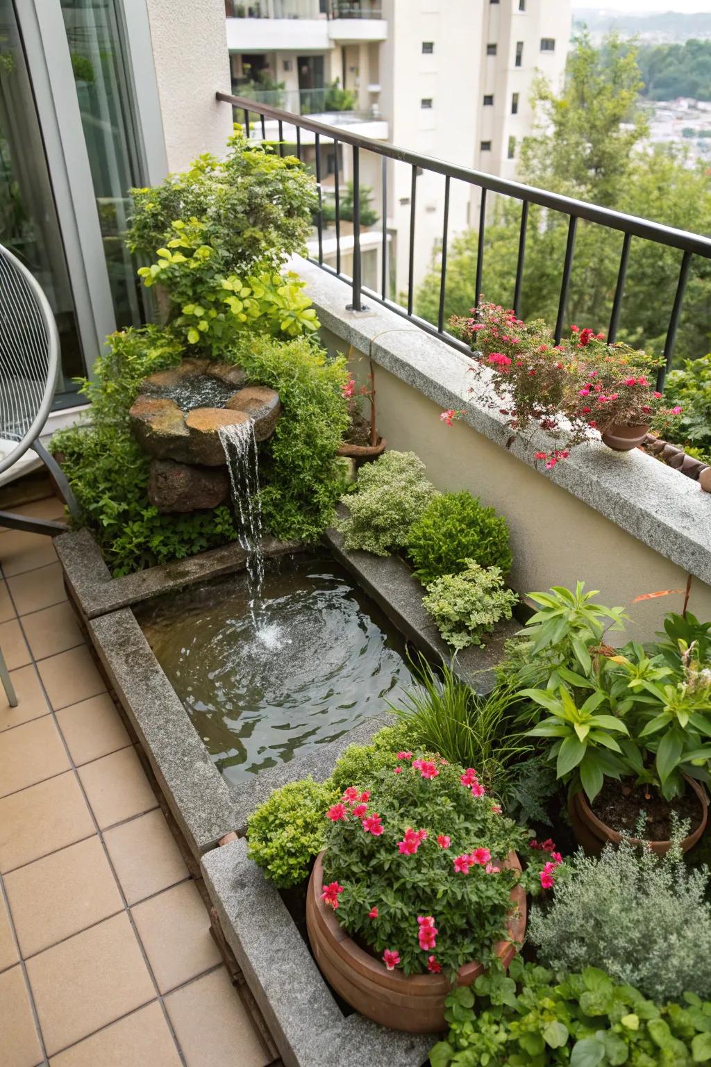 Introduce calmness with a miniature water feature.