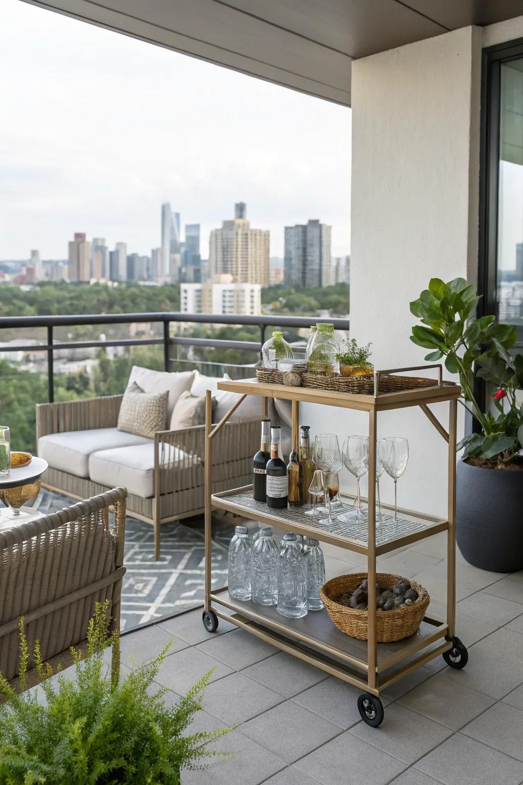 An outdoor bar cart enhances your entertaining experience.