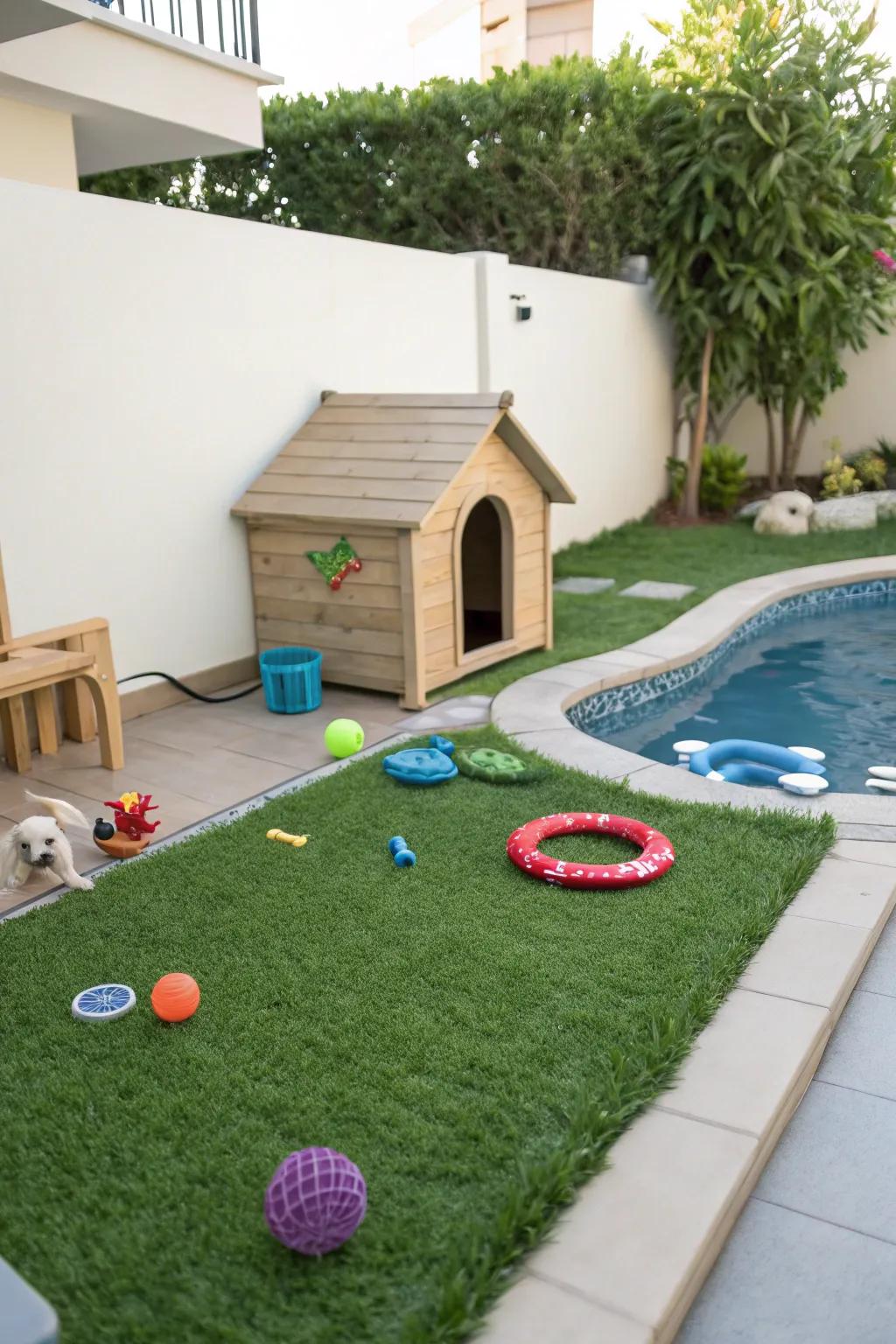 Create a durable and clean play zone for your pets with artificial grass.