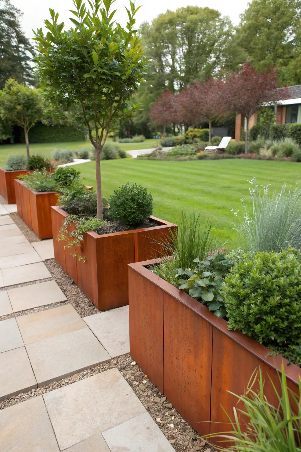 Corten steel accents add an industrial edge.