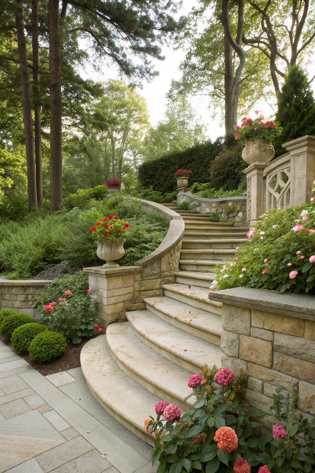 Natural stone accents add a luxurious touch.