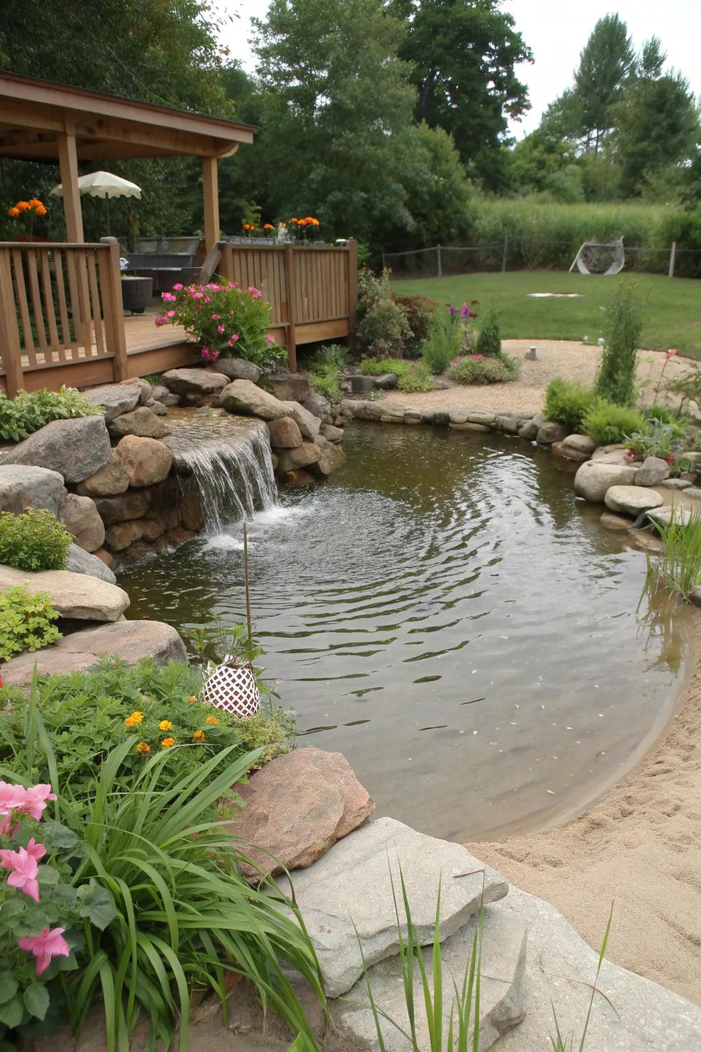 A beach pond offers a unique coastal vibe.