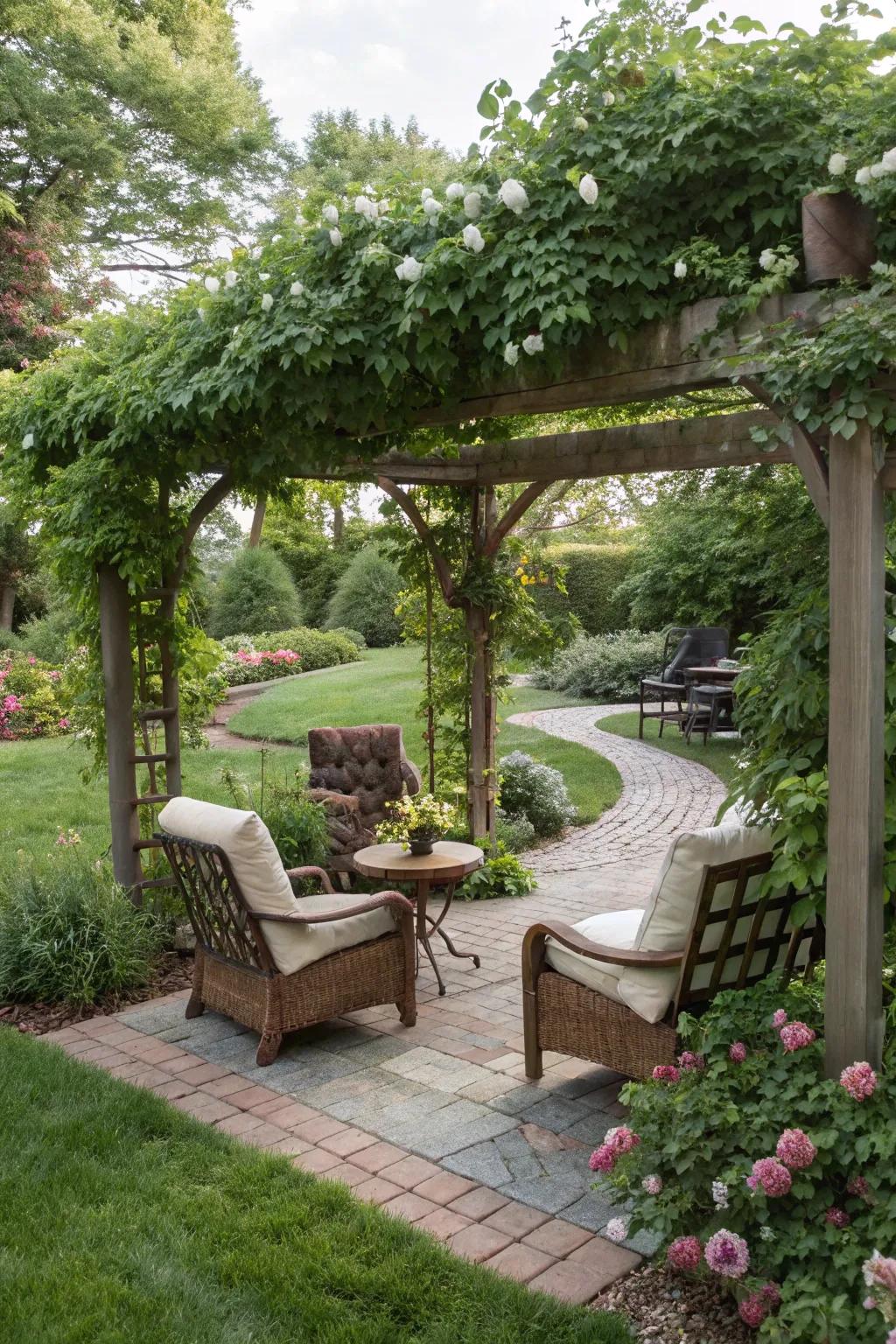 A pergola provides shade and a beautiful canopy for your backyard.