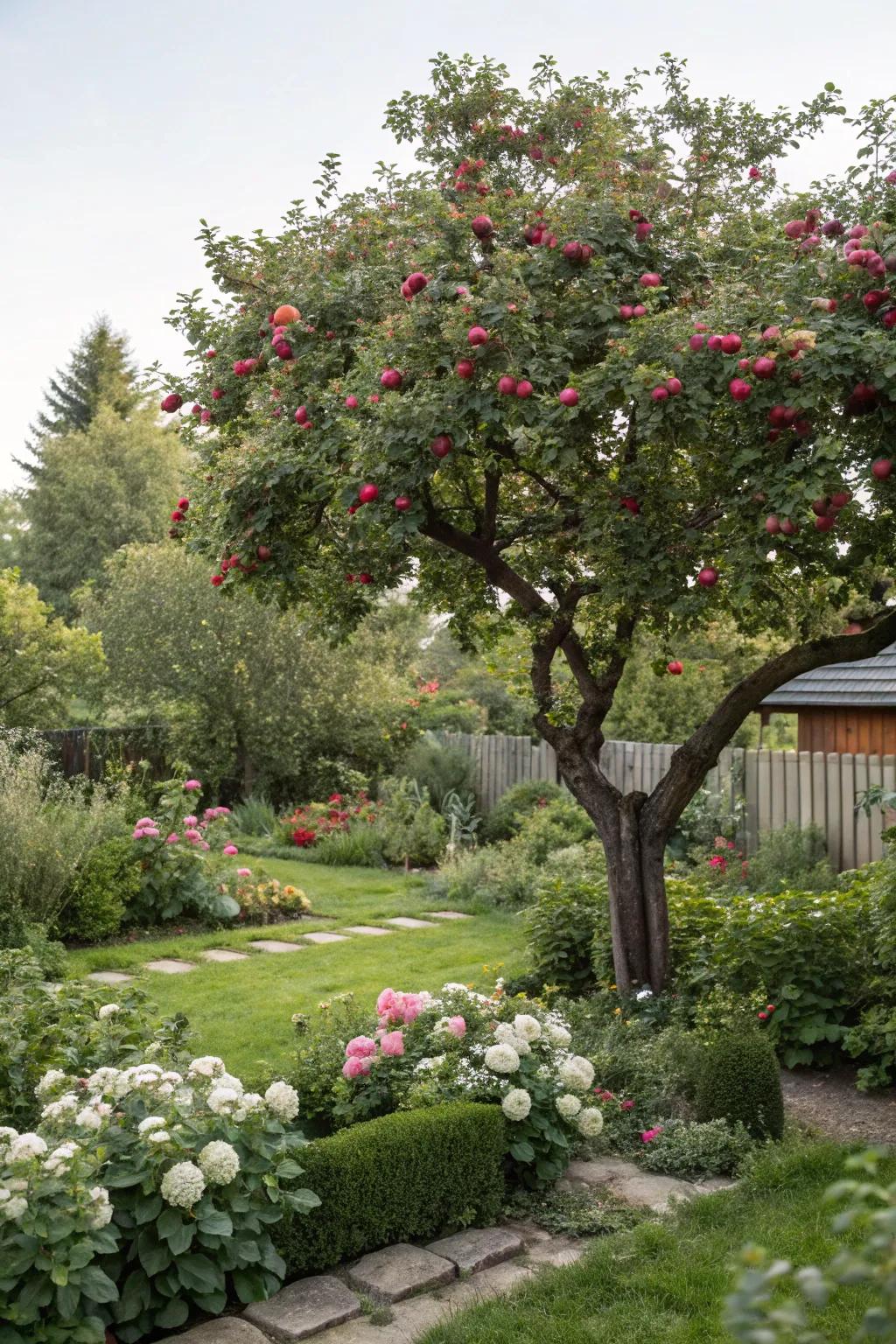 Fruit trees serve as beautiful focal points and provide tasty treats.