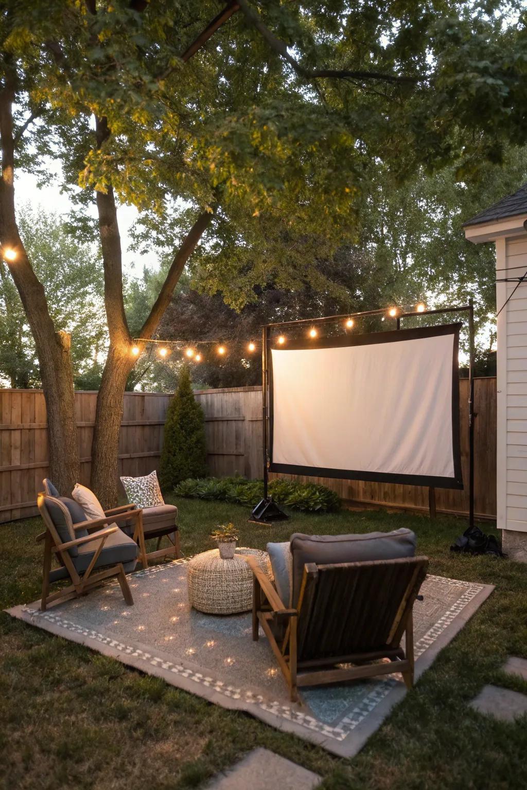 Enjoy movie nights outdoors with your own backyard cinema.