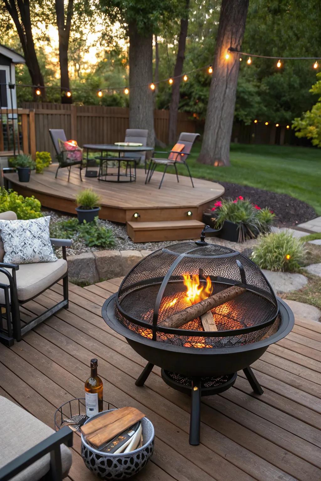 A rotating grill adds versatility and ease to backyard cooking.
