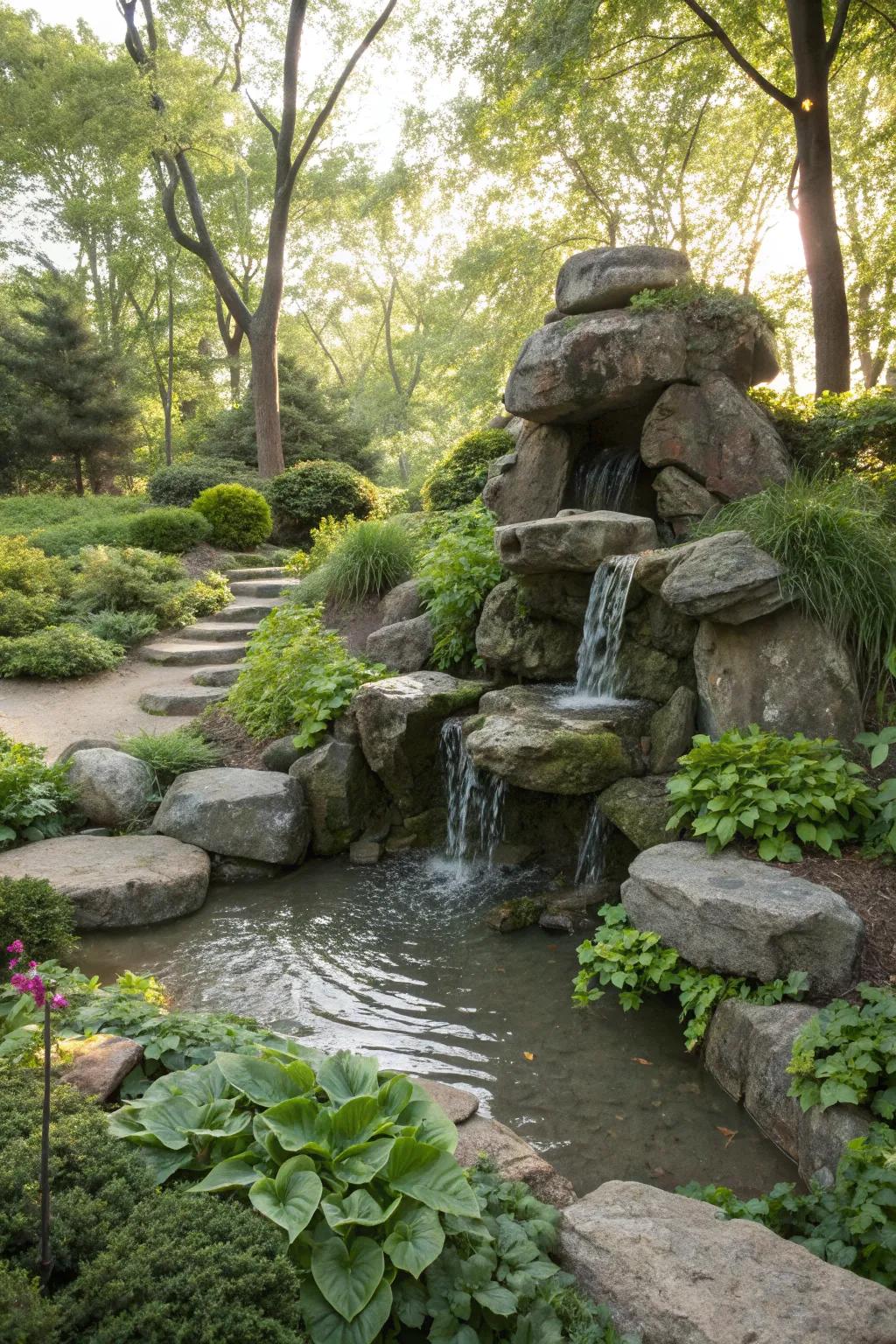 Nature-inspired fountains seamlessly blend with your garden.