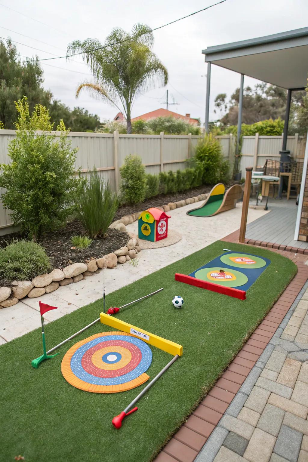 A golf zone designed for kids offers safe and fun play.